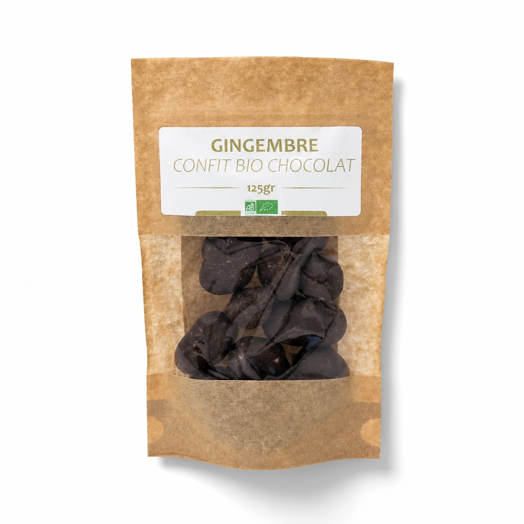 Gingembre Confit Enrobé Chocolat Bio 125g